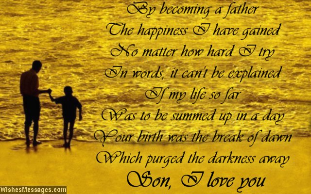 Beautiful I Love You poem to son from dad