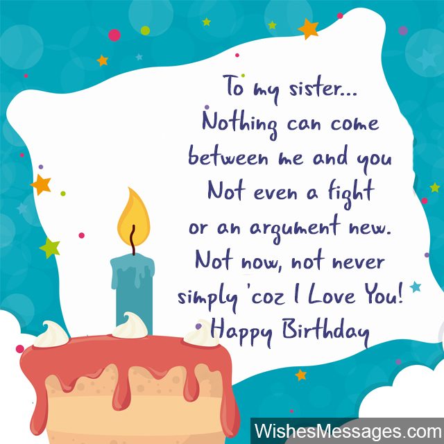 Birthday cake candles greeting card for sister
