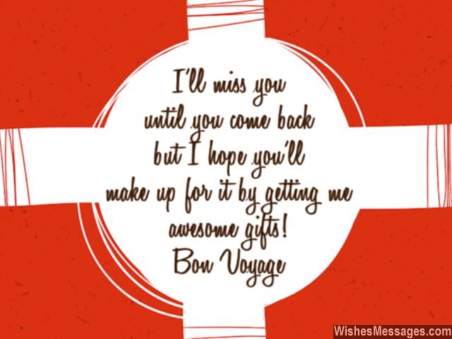 Bon voyage message cute greeting card quote for him her