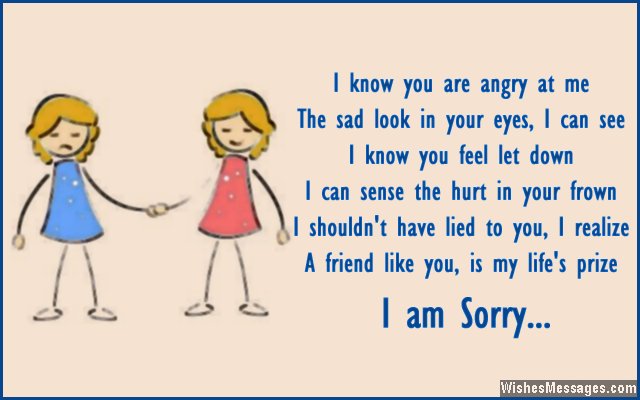 Cute apology message for friends