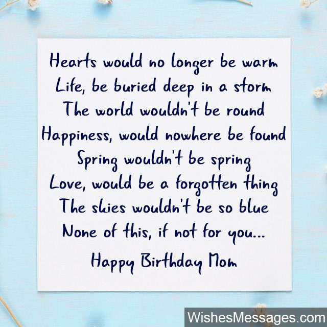 Cute birthday poem for mom to put write a greeting card