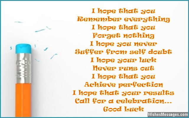 Cute good luck poem for students during exams