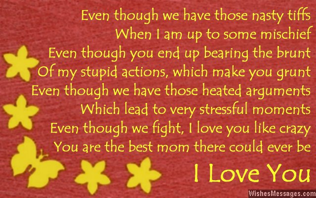 Cute love poem to mother from son or daughter