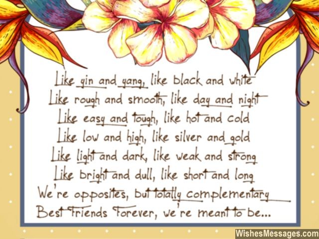 Friendship poem for best friend forever bff yin yang opposites