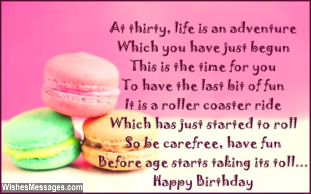 Funny 30th birthday poem on a card