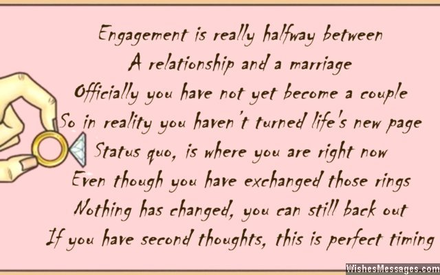 Funny engagement card poem for couples