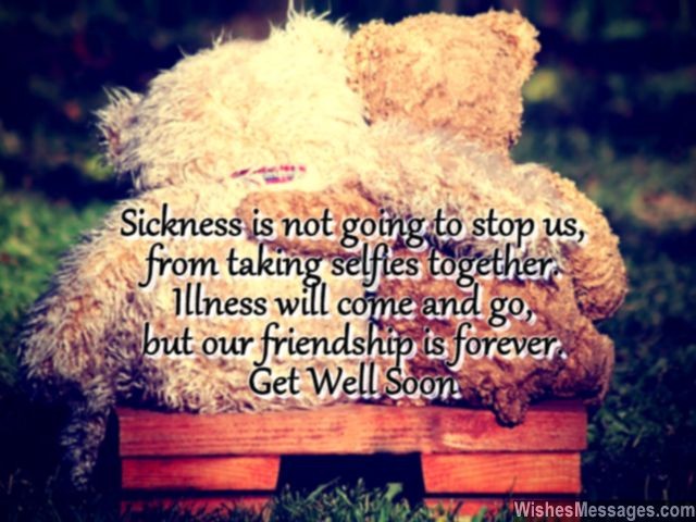 Get well soon message friends selfie teddy bear friendship