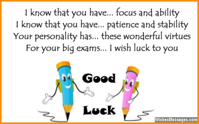 Good luck card poem to wish a student for exams