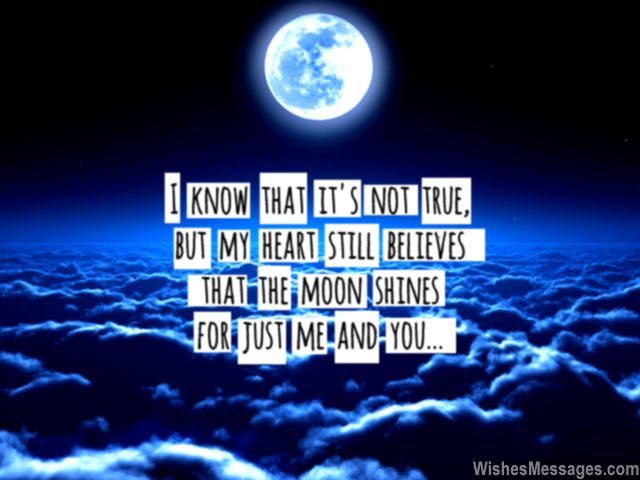 Good night quote for him and her heart moon me you