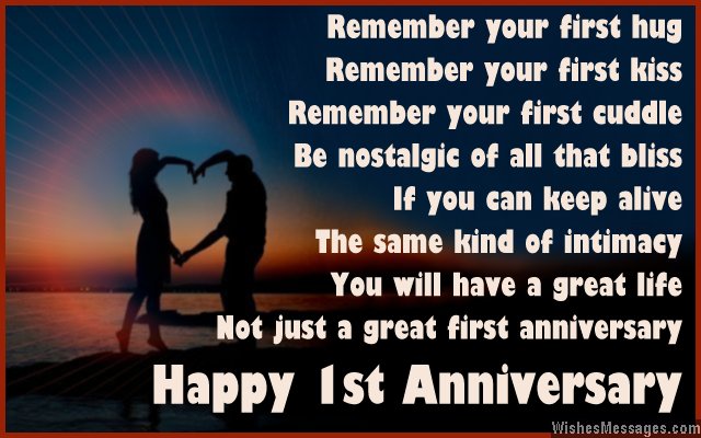 Happy 1st anniversary card poem for couples