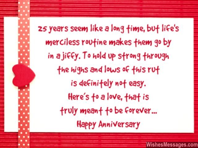 Happy 25th wedding anniversary greeting card wishes