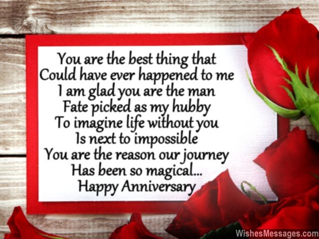 Happy anniversary poem for husband greeting card