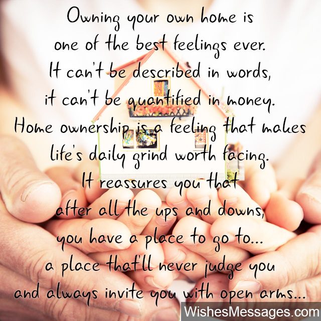 Homeownership quote beautiful message for buying a new house