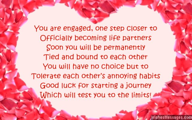 Humorous engagement card poem for couples