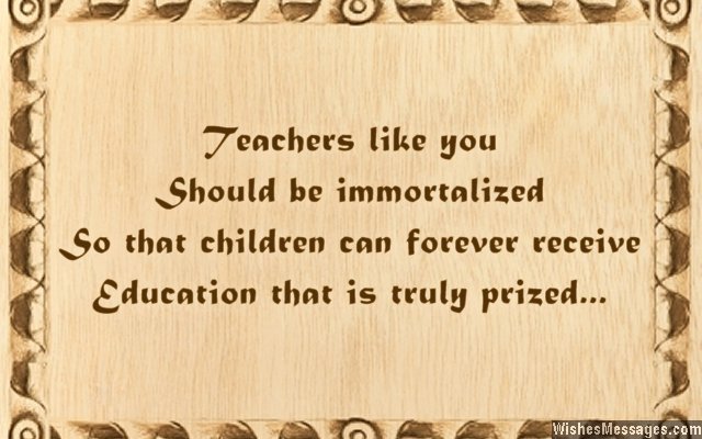 Motivational card greeting for teachers from parents
