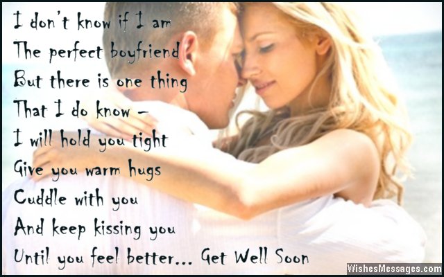 Romantic get well soon greeting to girlfriend from boyfriend