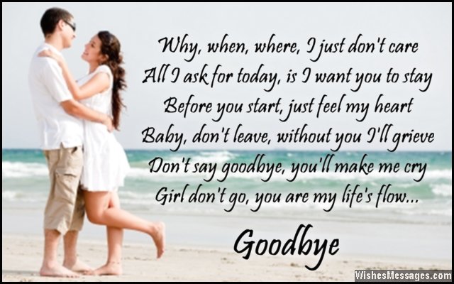 Romantic goodbye poem for a girl