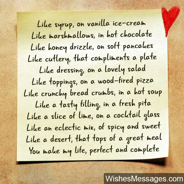 Romantic poem about food hot chocolate ice cream spicy sweet