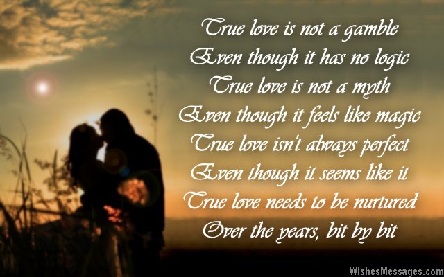 Romantic poem about true love for engagement card