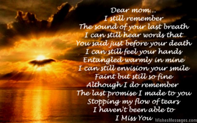 Sad death poem to mom from daughter or son