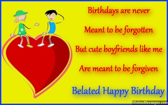 Sweet belated birthday card wish to girlfriend from boyfriend