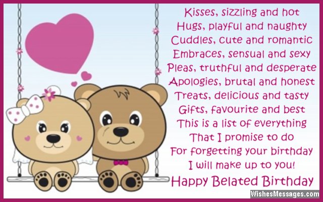 Sweet belated birthday greeting card message to husband from wife