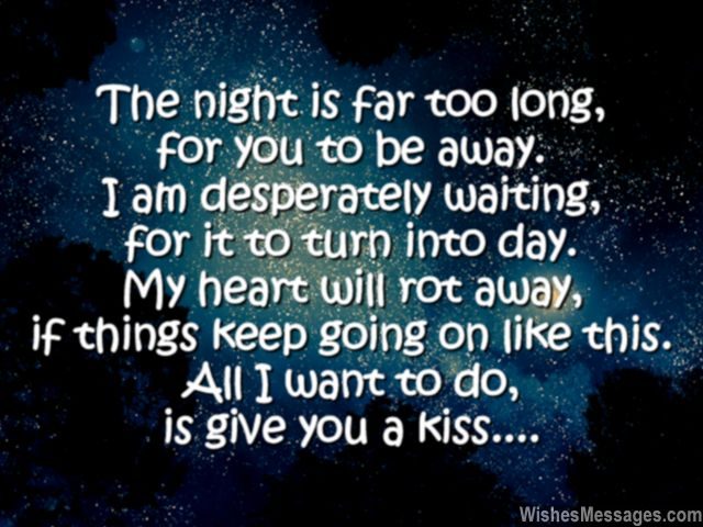 Sweet good night quote message for her kiss missing you