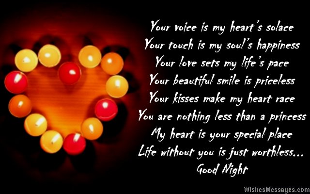 Sweet good night text poem to girl from guy