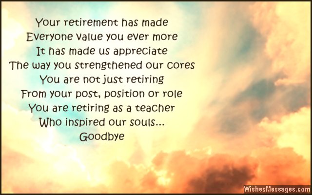 Sweet goodbye poem for teacher on retirement