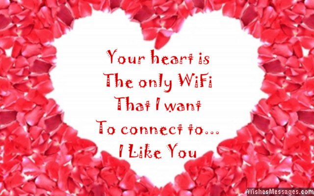 Sweet I like you quote for her on a heart