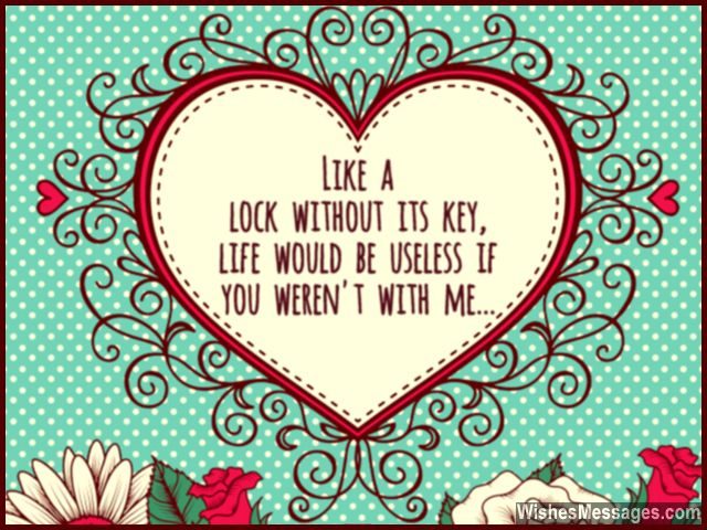Sweet quote for her cute message from a guy to girl heart lock key
