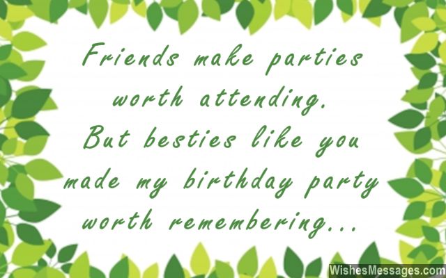 Thank you for coming to my birthday party greeting card quote