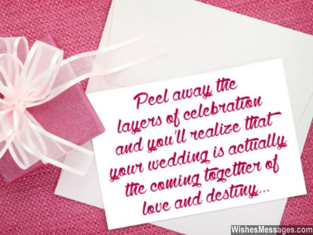 Wedding card message about love and destiny best wishes for couple